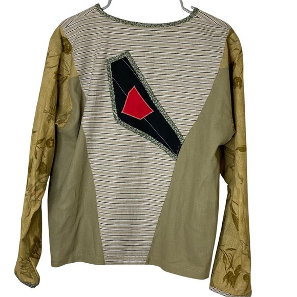 Vintage Art to Wear Jacket XL Patchwork Mixed Print Button Top Boho Eclectic - Picture 3 of 9